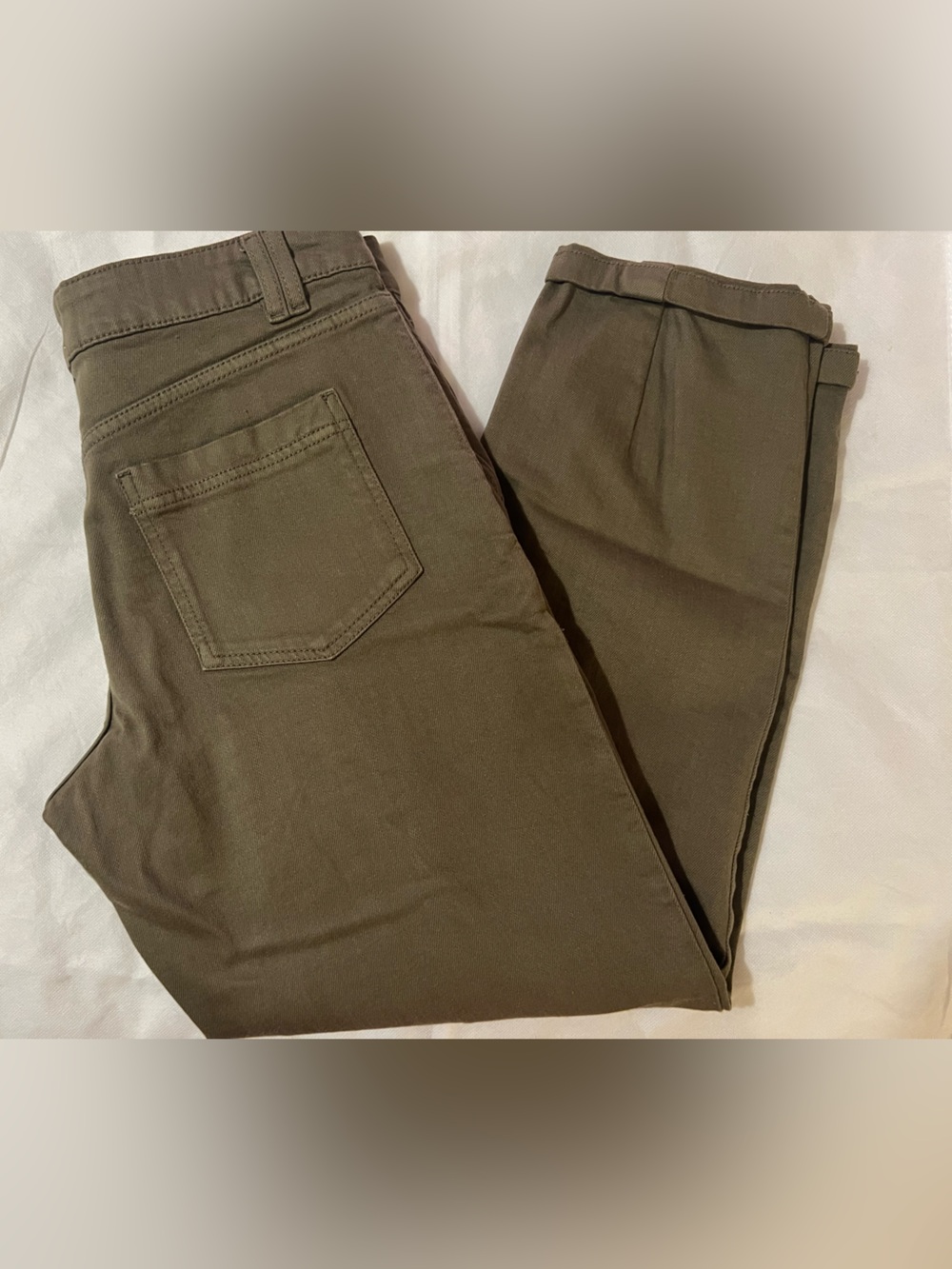 Sezane manu trousers olive green straight leg cropped pants size 38 or 6 USA - Picture 6 of 14